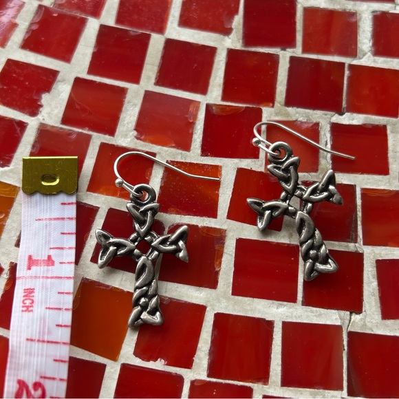 Sterling Silver Celtic Cross Earrings - Picture 7 of 10
